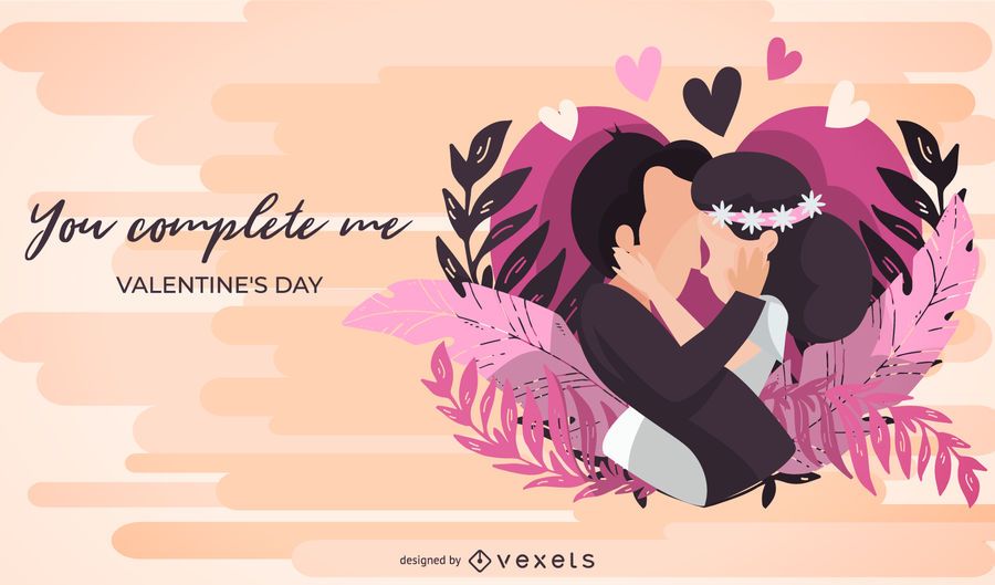 Sie vervollständigen mich Valentinstag Illustration Sie vervollständigen mich Valentinstag Illustration
