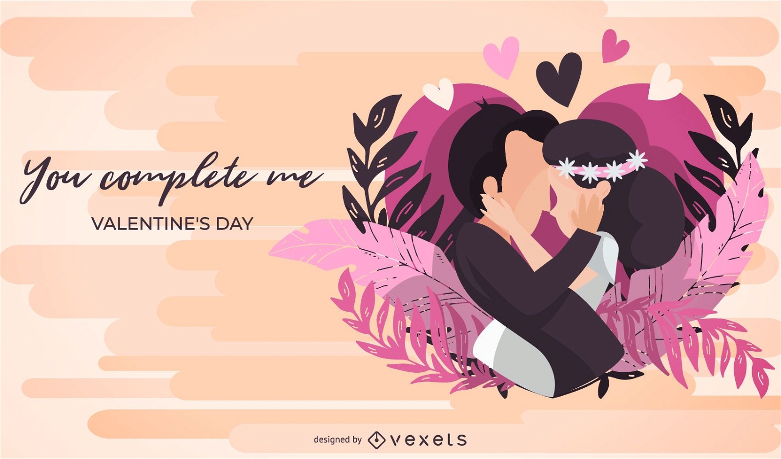 You Complete Me Valentine's Day Illustration 