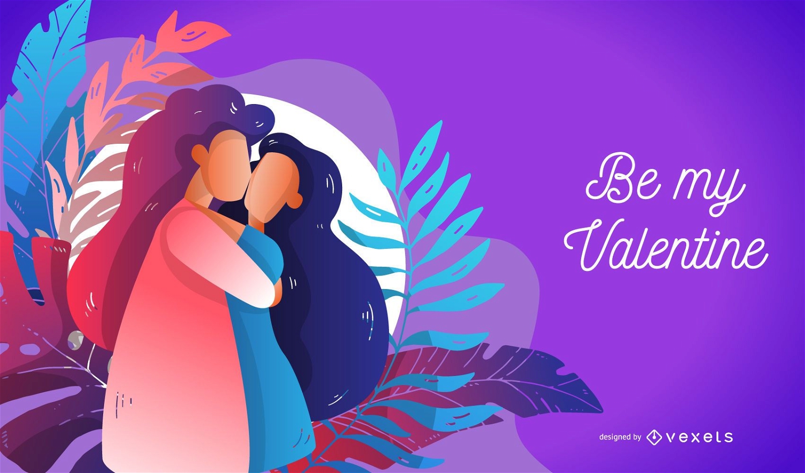 Be My Valentine Couple Illustration