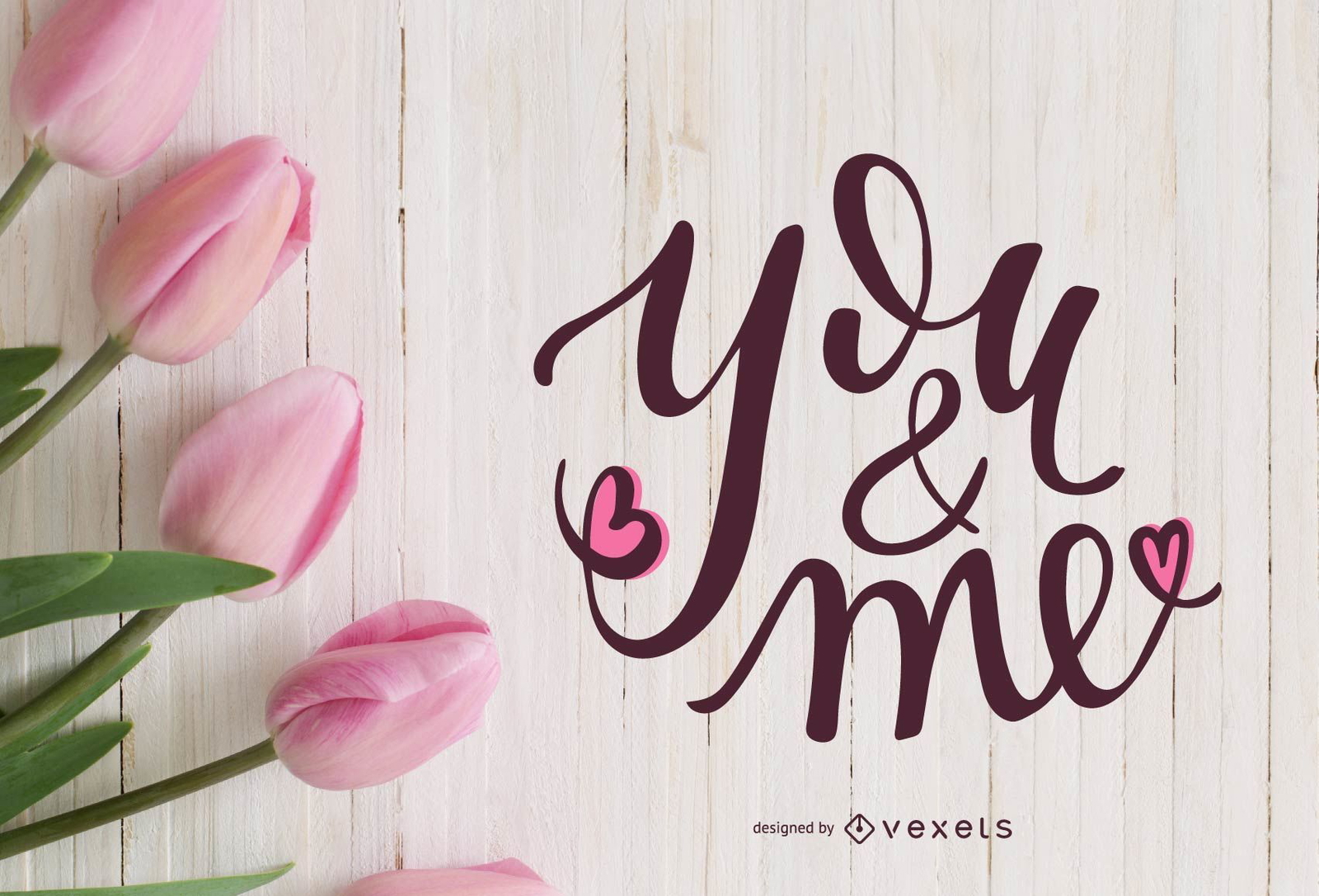 You & Me Lettering Design - Vector Download