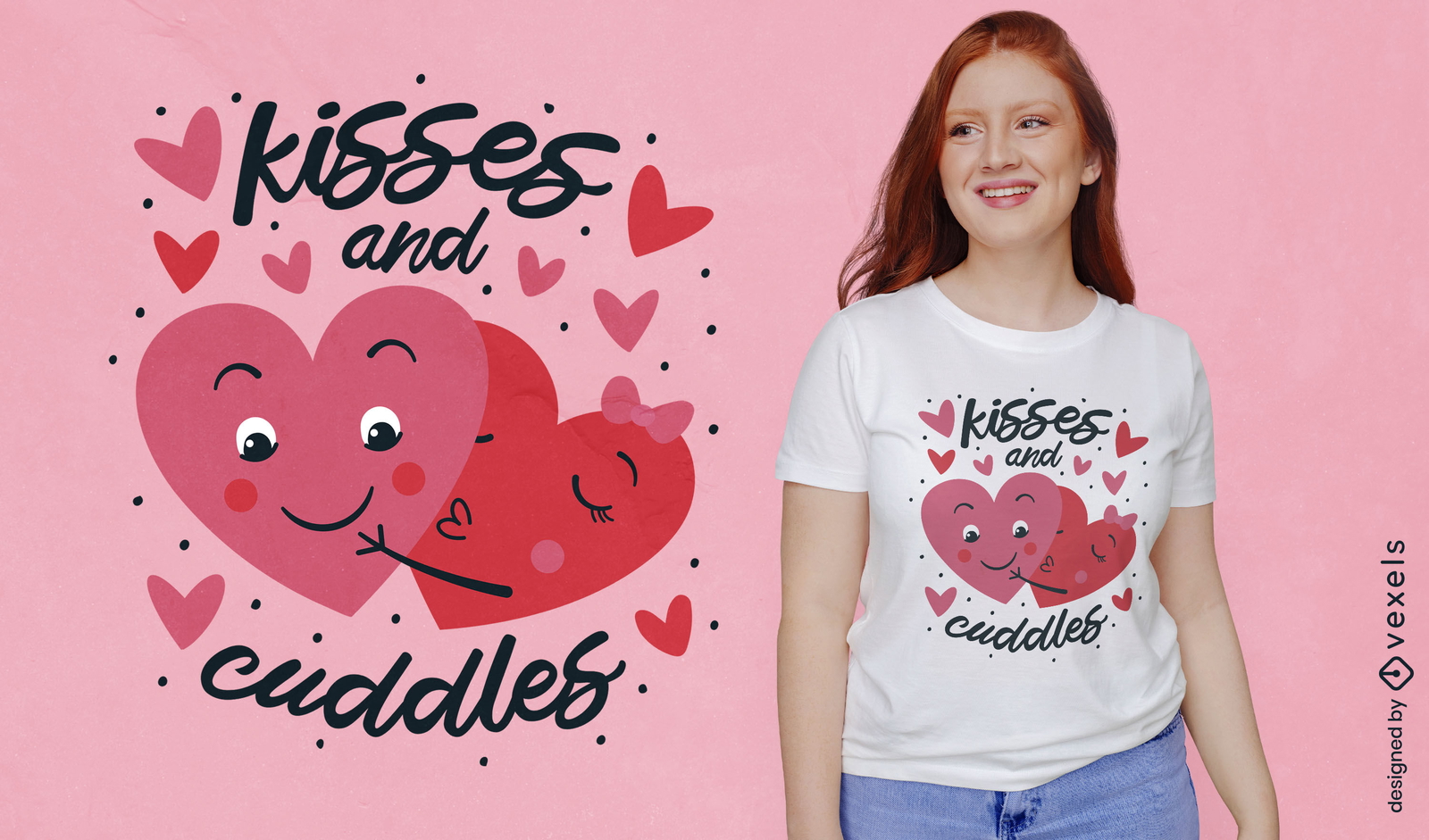 Diseño de camiseta de abrazos y besos