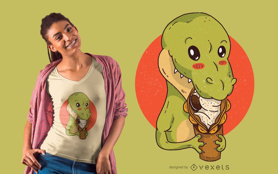 Dinosaur Snacking T-Shirt Design Dinosaur Snacking T-Shirt Design
