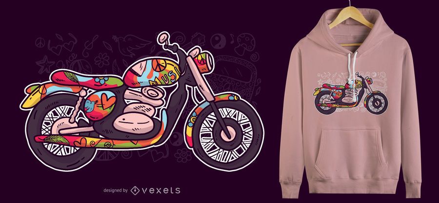 Diseo de camiseta de moto Hippie Diseo de camiseta de moto Hippie