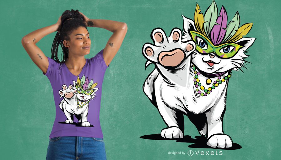 Mardi Gras Cat T-Shirt Design Mardi Gras Cat T-Shirt Design
