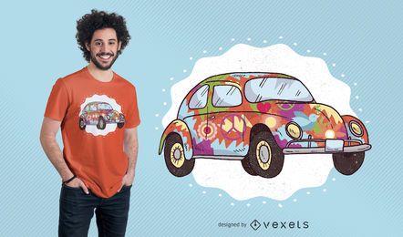 Projeto do t-shirt do carro do Hippie Projeto do t-shirt do carro do Hippie