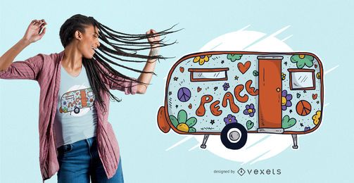 Hippie Trailer Home T-Shirt Design Hippie Trailer Home T-Shirt Design
