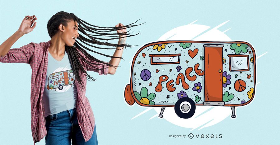 Hippie Trailer Home T-Shirt Design Hippie Trailer Home T-Shirt Design