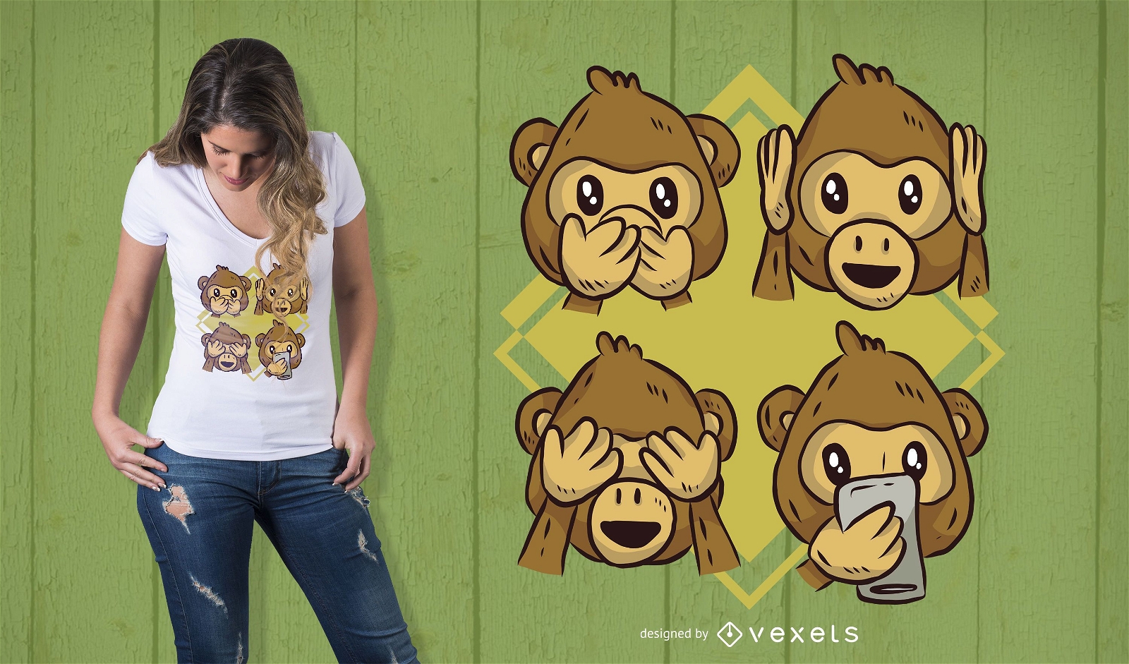 Monkey Phone T-Shirt Design
