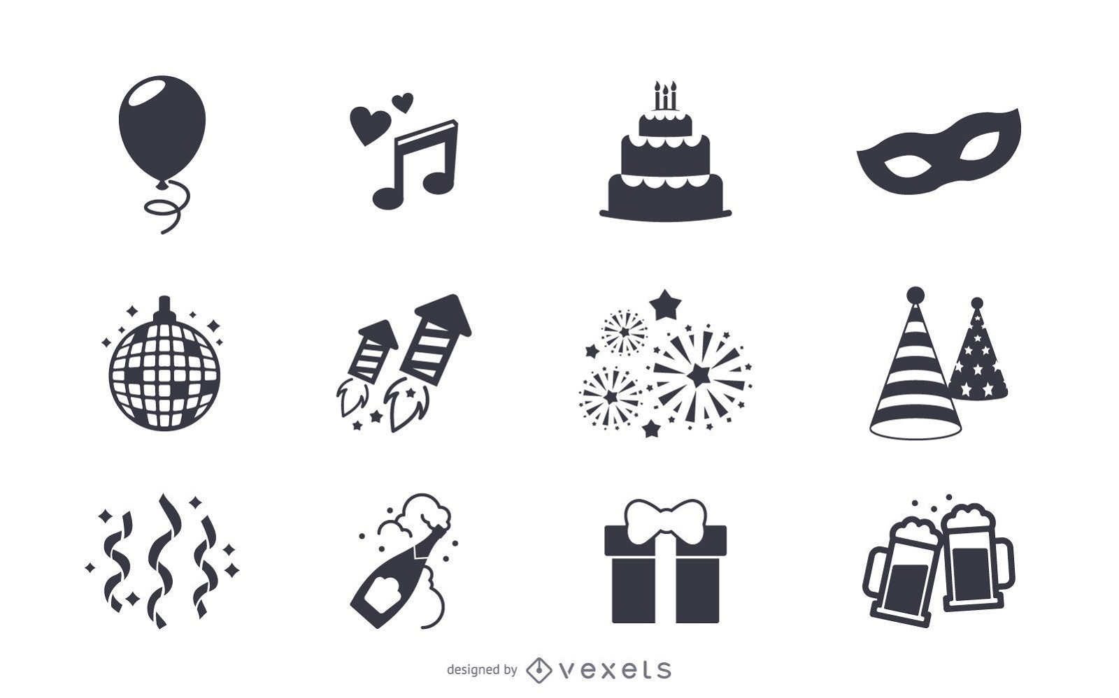 Conjunto de ícones de elementos de festa