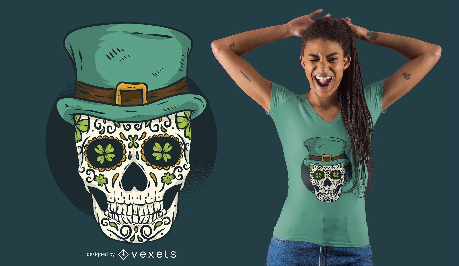 St. Patrick's Skull T-Shirt Design