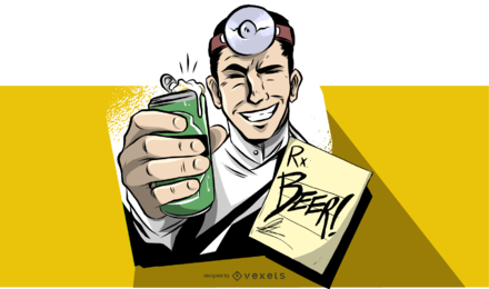 Doctor de la vendimia con la ilustración de la cerveza Doctor de la vendimia con la ilustración de la cerveza