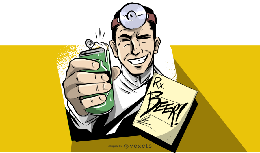 Médico vintage com ilustração de cerveja Médico vintage com ilustração de cerveja