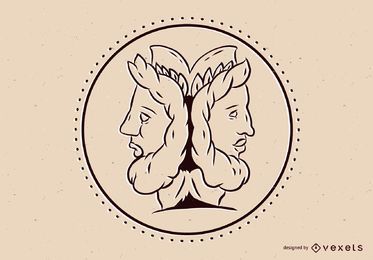 Dios griego, ilustración de janus Dios griego, ilustración de janus