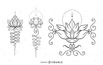 Conjunto de design de tatuagem de unalome Conjunto de design de tatuagem de unalome