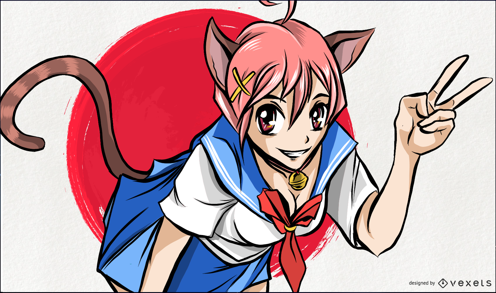 Ilustração de Anime Cat Girl