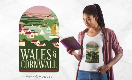 Design de camisetas do País de Gales e Cornualha