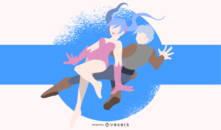 Ilustración de personajes de anime saltando Ilustración de personajes de anime saltando