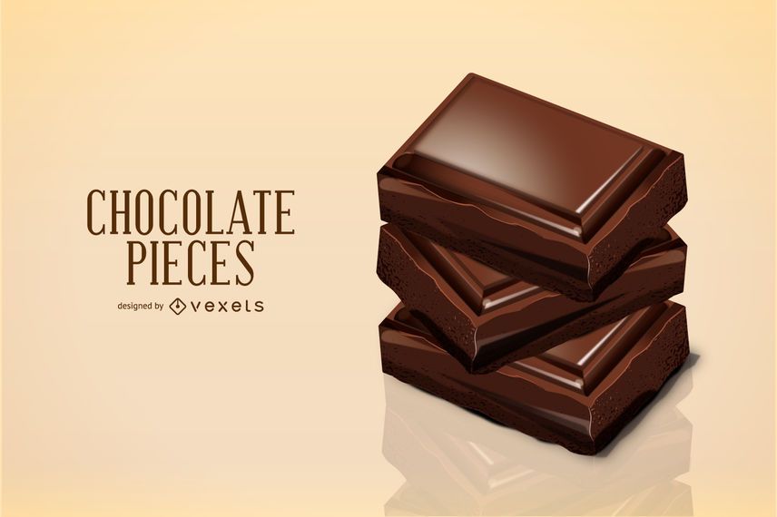 Ilustración de piezas de chocolate 3D Ilustración de piezas de chocolate 3D