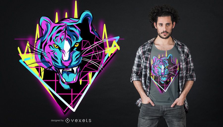 Diseño de camiseta de neón tigre Diseño de camiseta de neón tigre