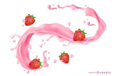 Jugo de fresa Splash ilustración Jugo de fresa Splash ilustración