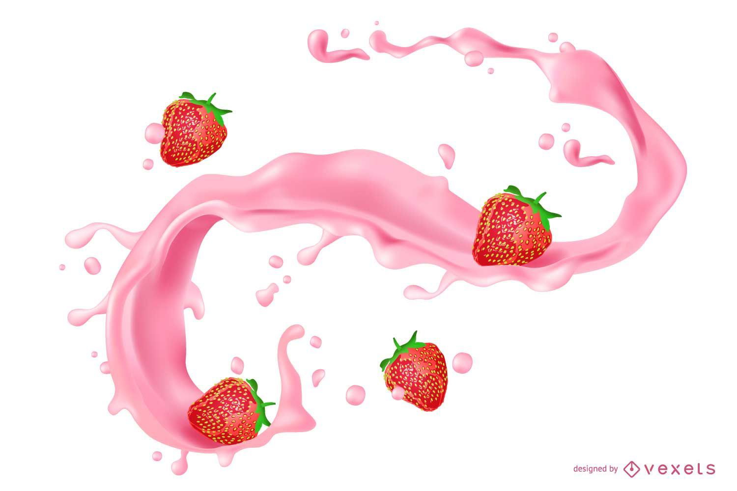 Ilustración de salpicaduras de jugo de fresa