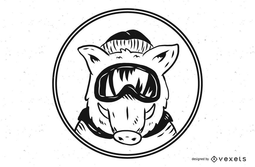 Ski Mask Wild Boar Pig Illustration Ski Mask Wild Boar Pig Illustration