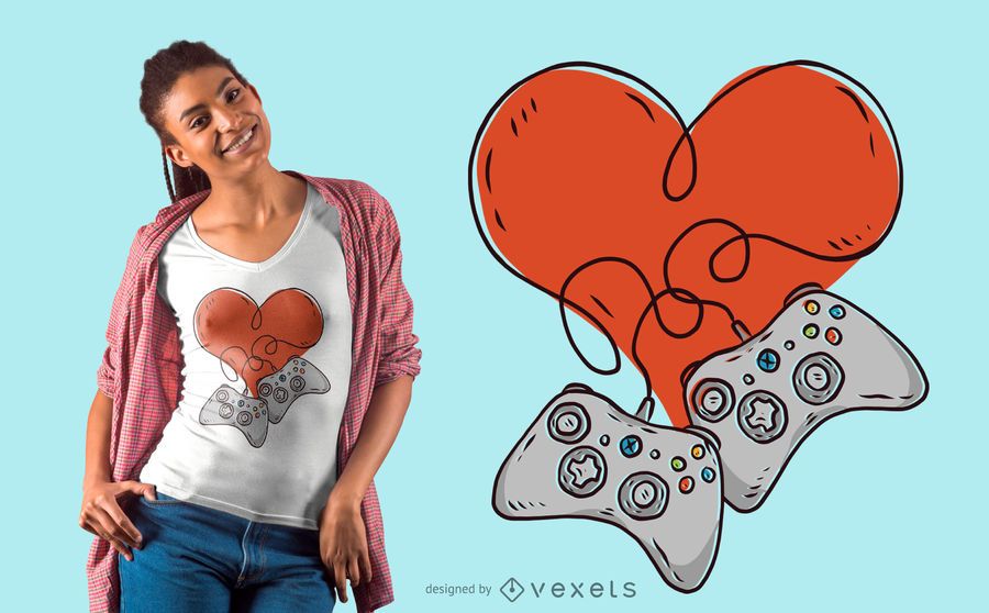 Diseño de camiseta Gamer Love Diseño de camiseta Gamer Love