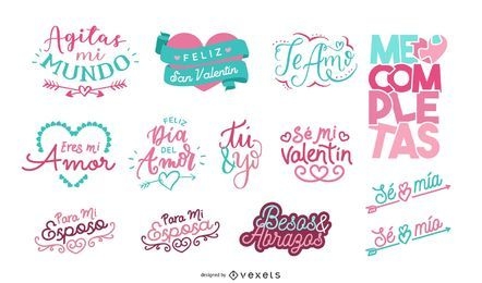 Conjunto de letras espanholas dos namorados