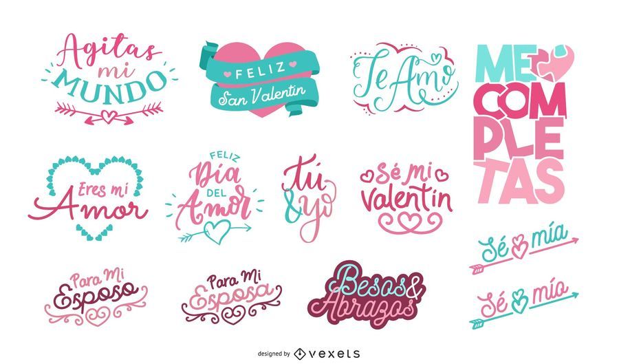 Conjunto De Letras De San Valentín En Español - Descargar Vector