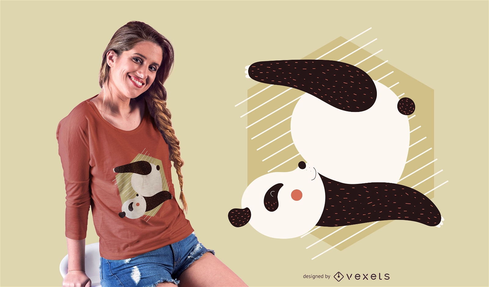 Diseño de camiseta de pose de yoga panda