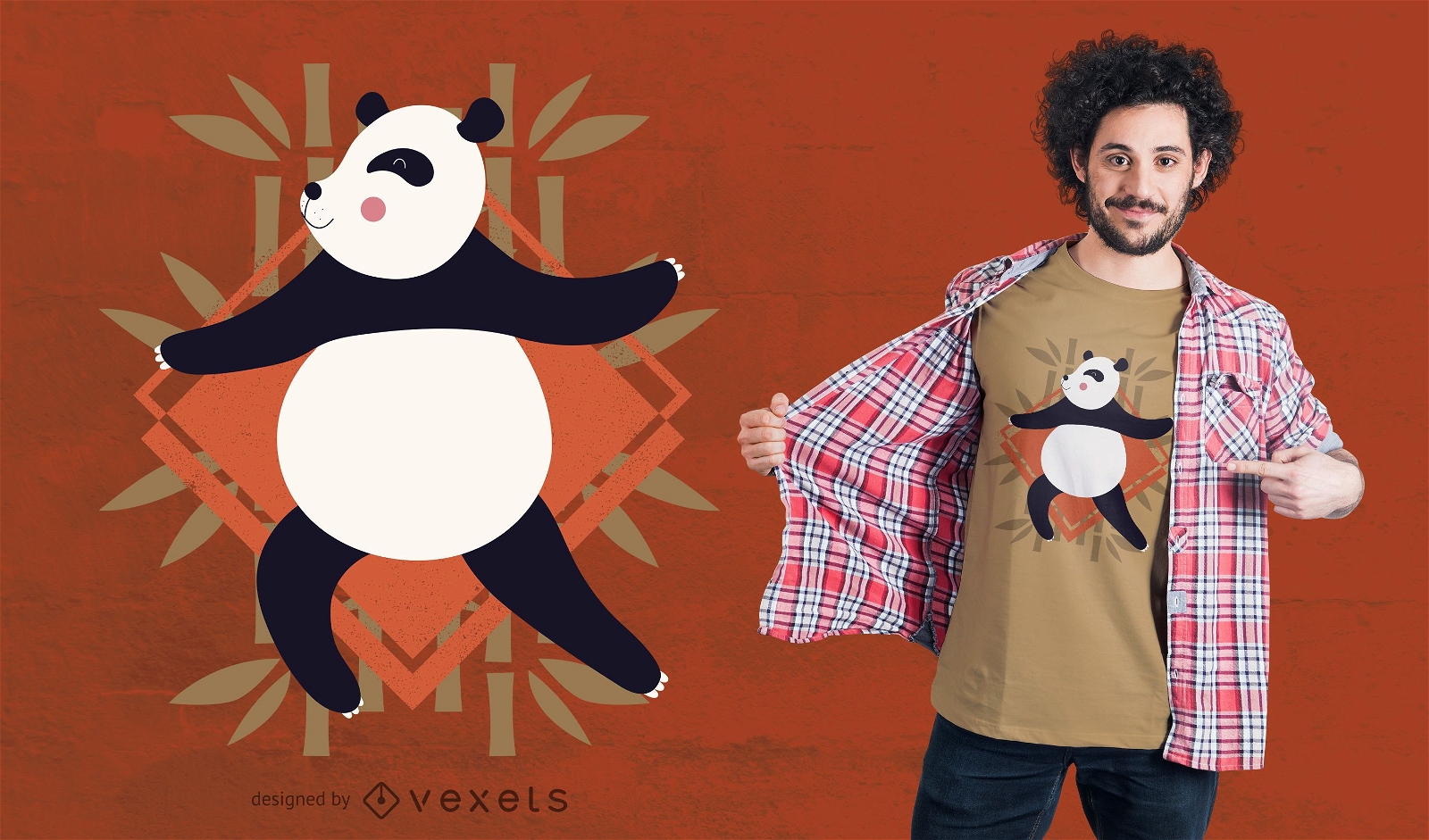 Diseño de camiseta Panda Doing Yoga