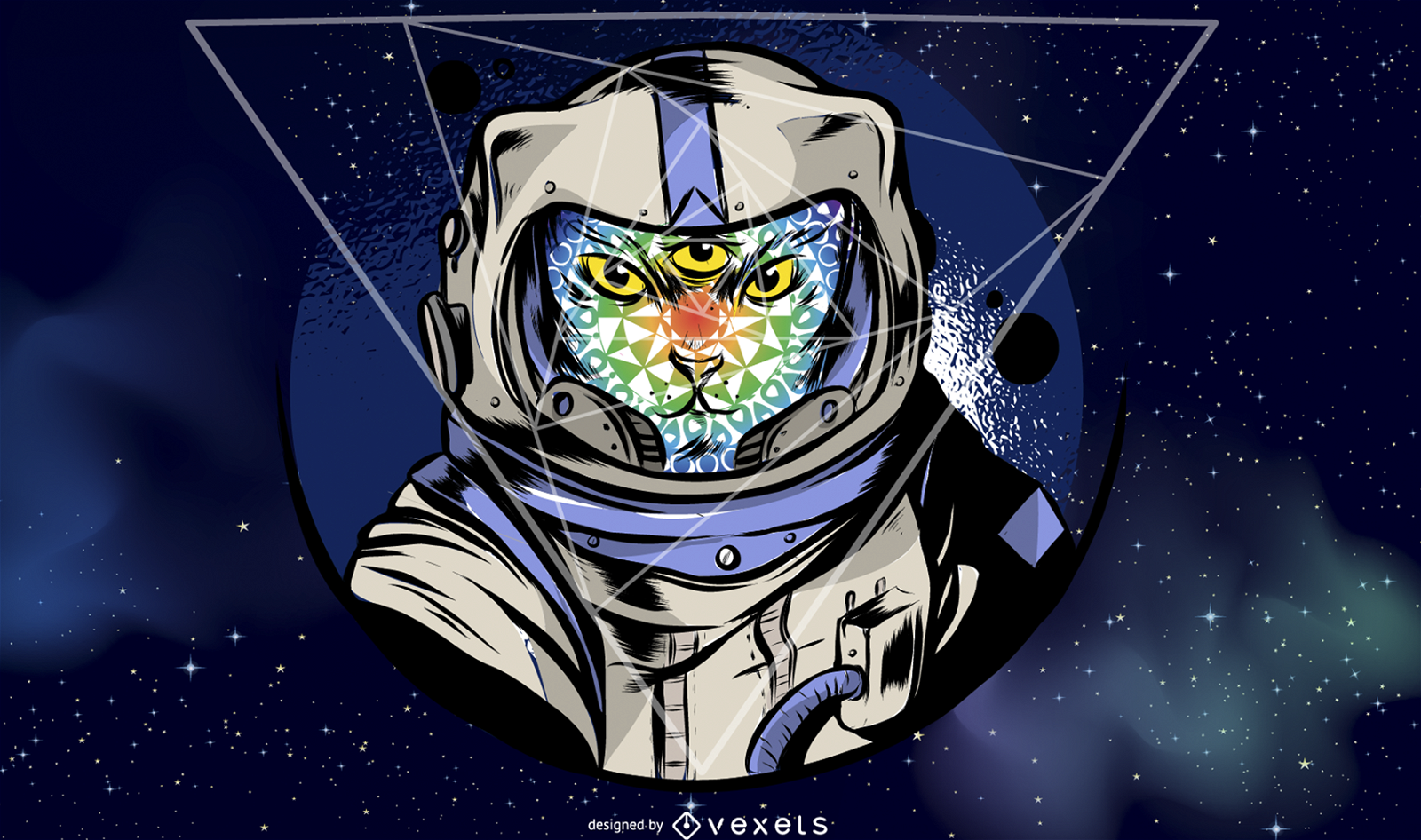 Ilustración de gato astronauta