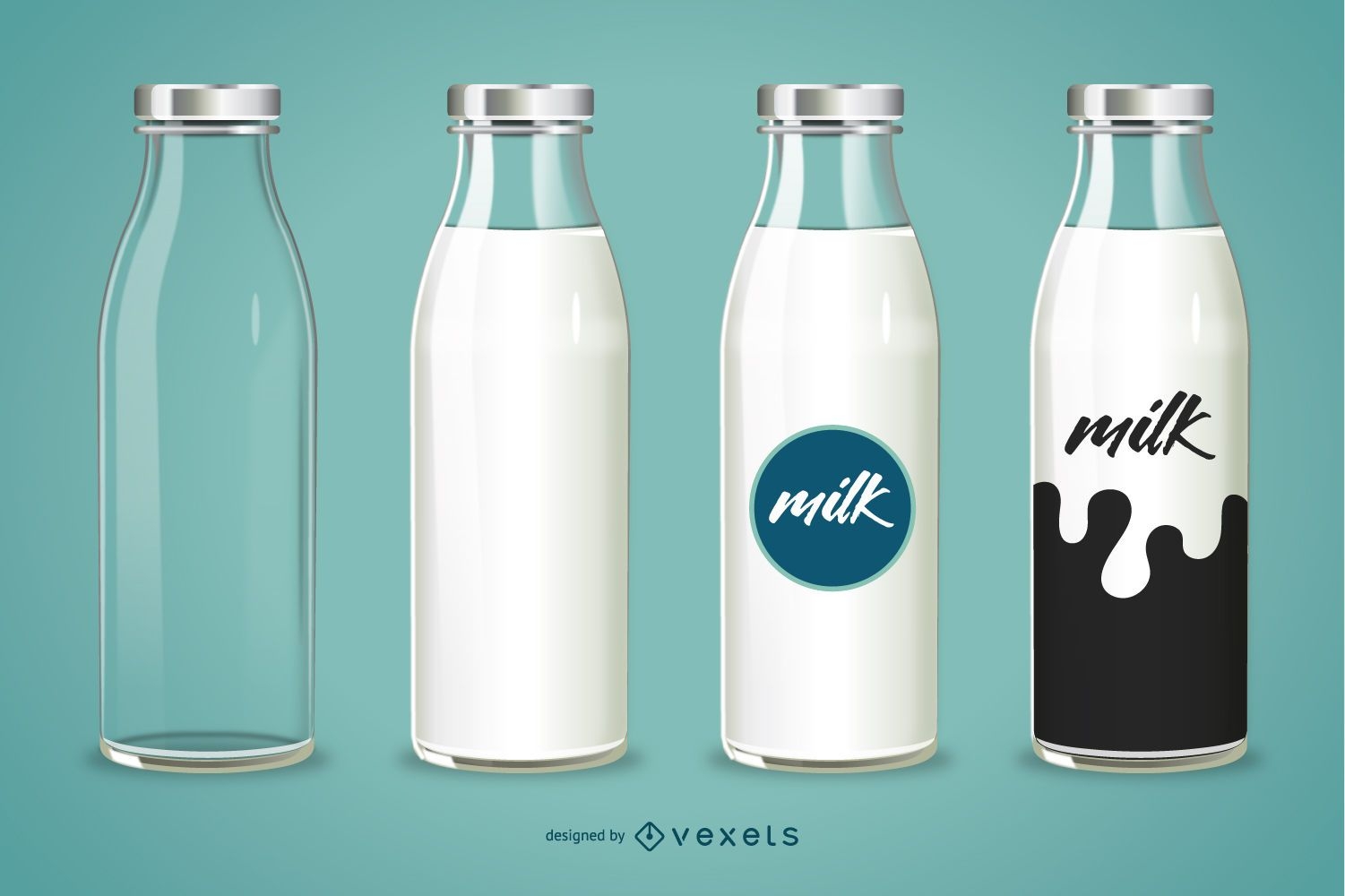 Ilustración de botella de leche 3D