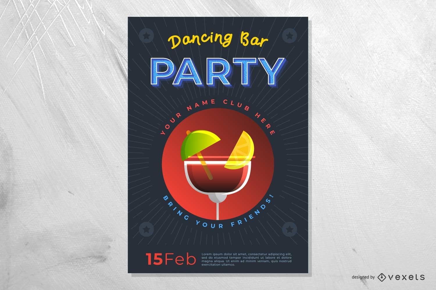 Cartaz de festa no bar dan?ante