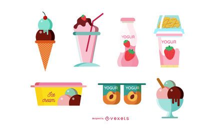 Conjunto de ilustração de produtos de leite Conjunto de ilustração de produtos de leite