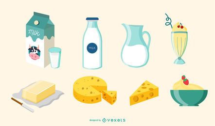 Milk Elements Illustration Set Milk Elements Illustration Set