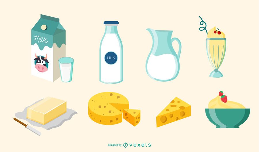 Conjunto de ilustração de elementos de leite Conjunto de ilustração de elementos de leite