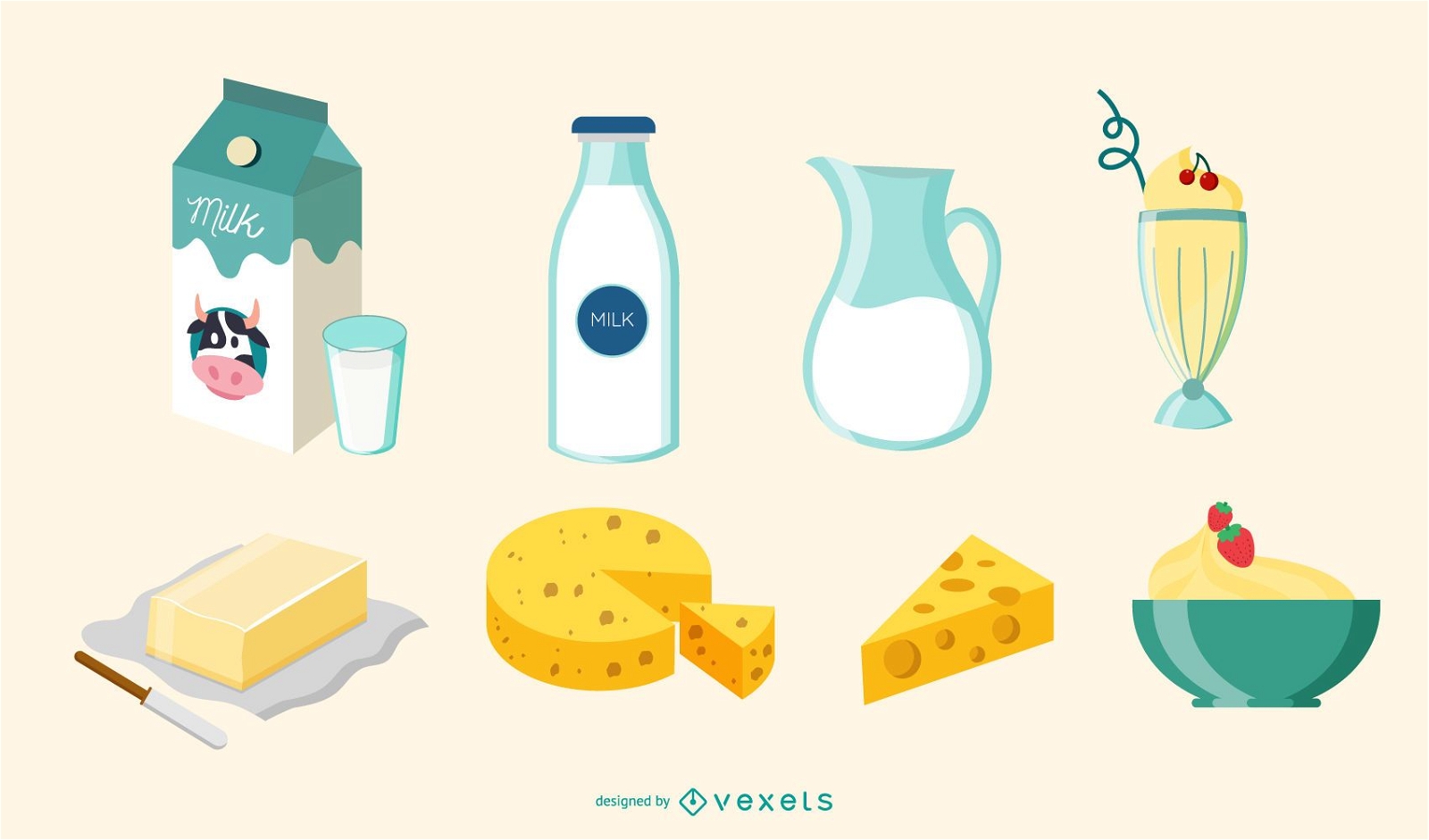 Milk Elements Illustration Set