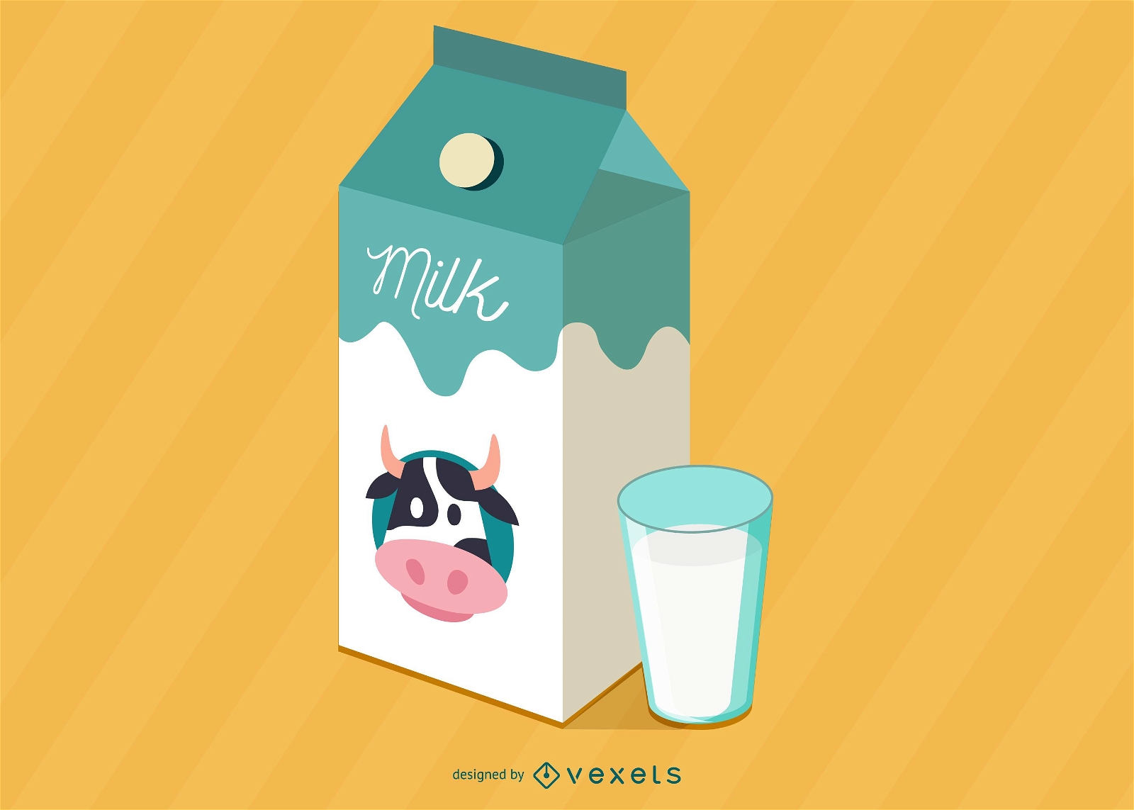 Ilustração de caixa de leite e vidro