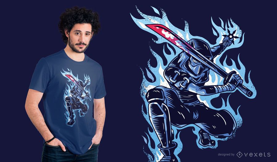 Blue Ninja T-Shirt Design Blue Ninja T-Shirt Design