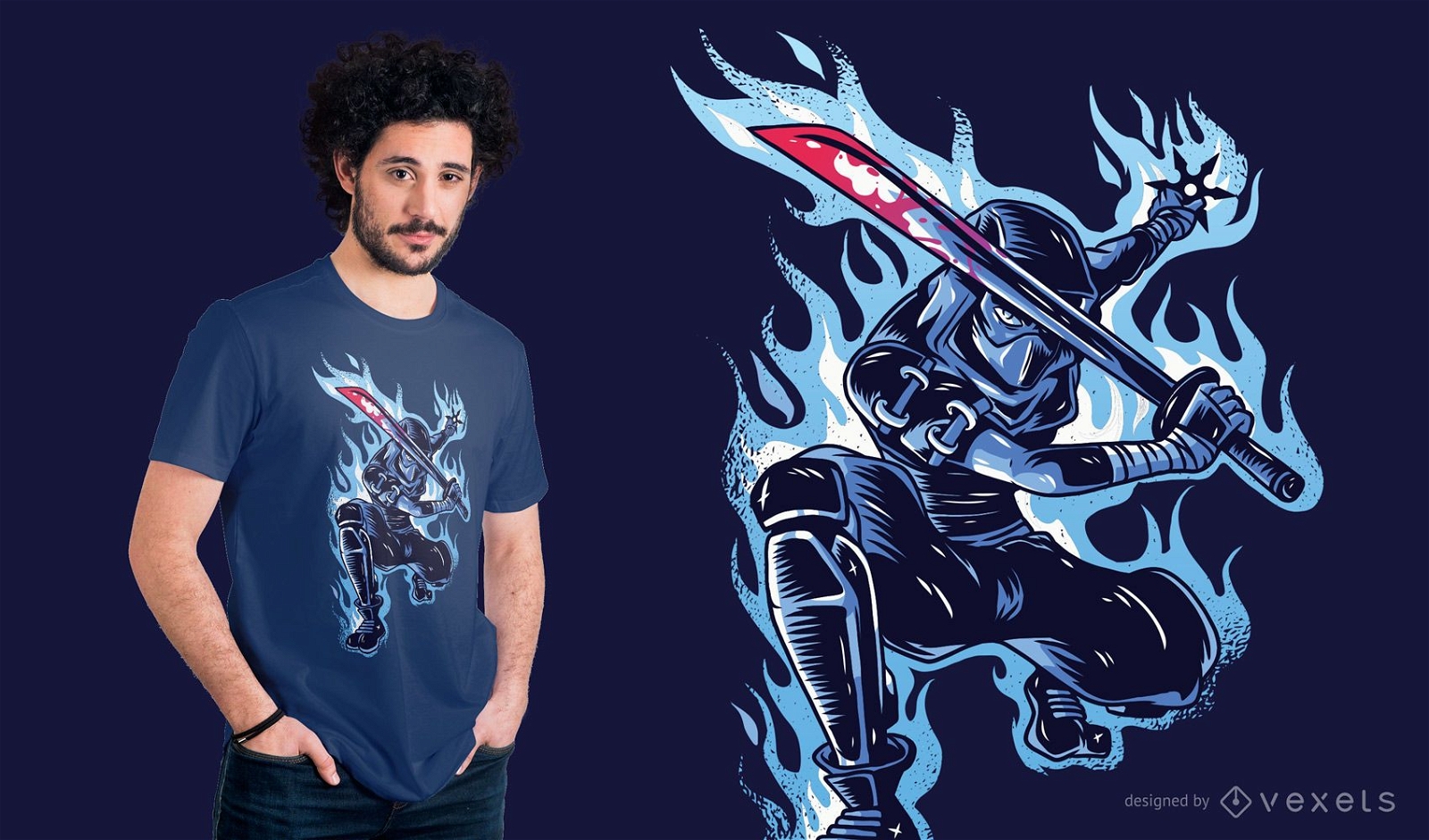Blaues Ninja T-Shirt Design