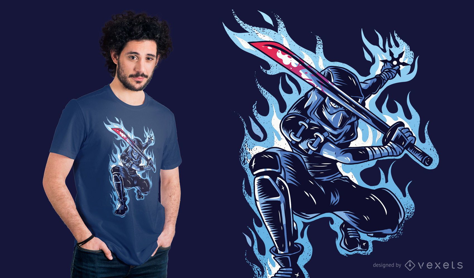 Diseño de camiseta Blue Ninja