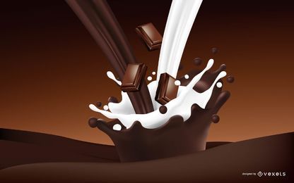 Chocolate Realista e Bebida De Leite Chocolate Realista e Bebida De Leite