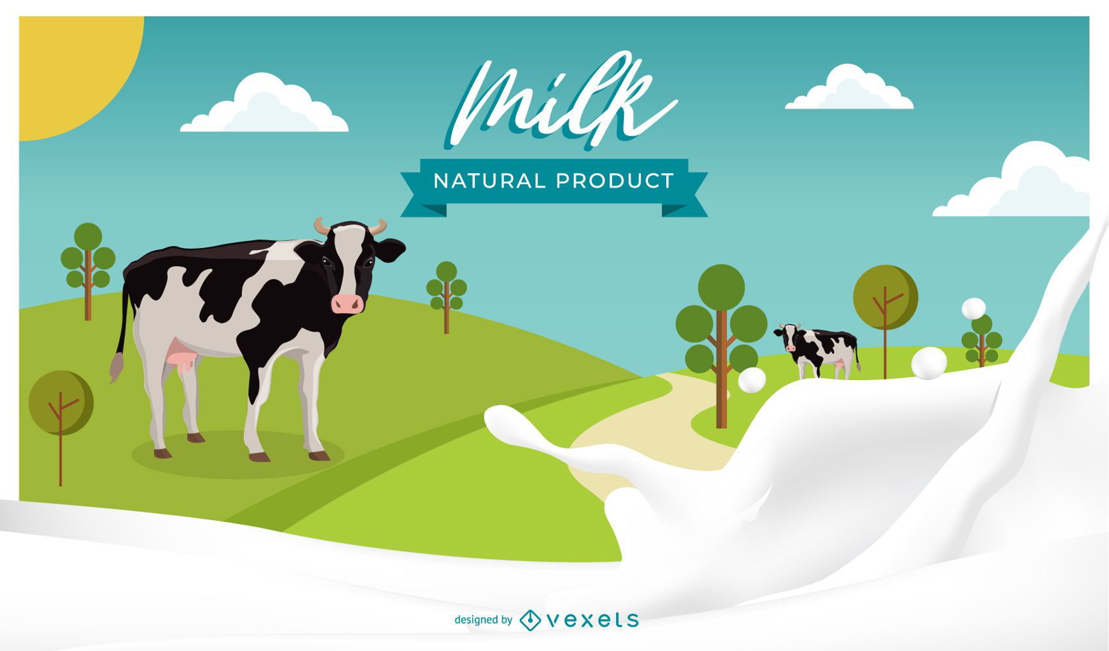 Ilustración de producto natural de leche