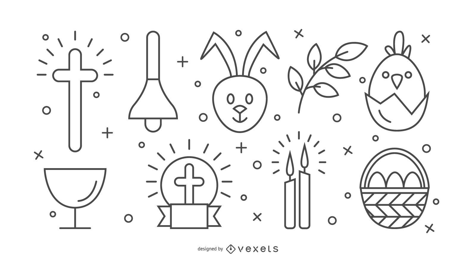 Easter Stroke Icon Set