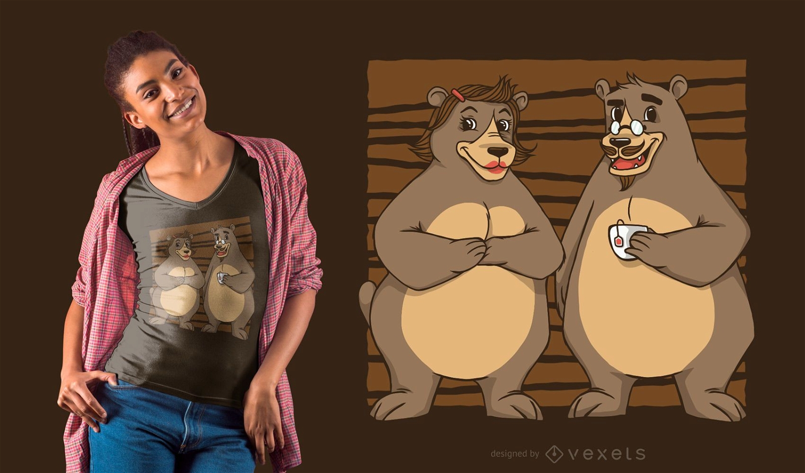 Design de t-shirt de casal de urso
