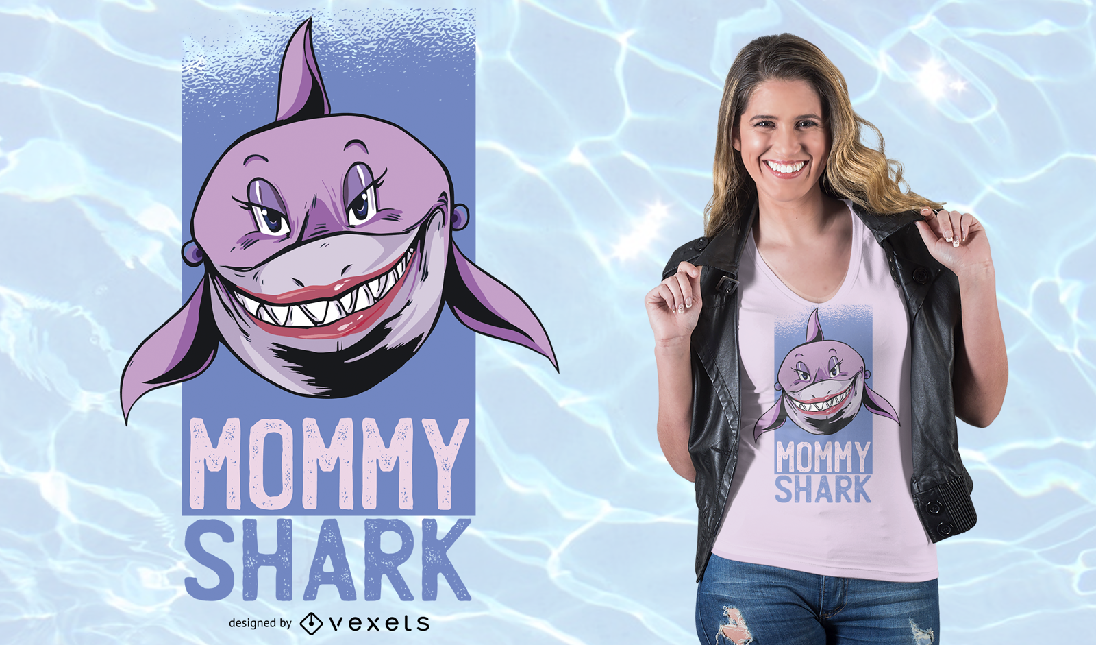 Diseño de camiseta Mommy Shark