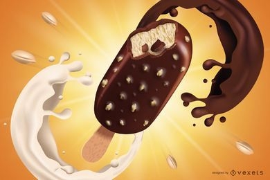 Ilustración de paleta de chocolate con leche