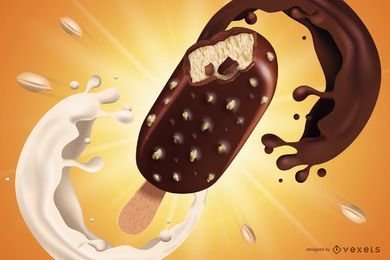 Milchschokolade-Eis am Stiel-Illustration Milchschokolade-Eis am Stiel-Illustration
