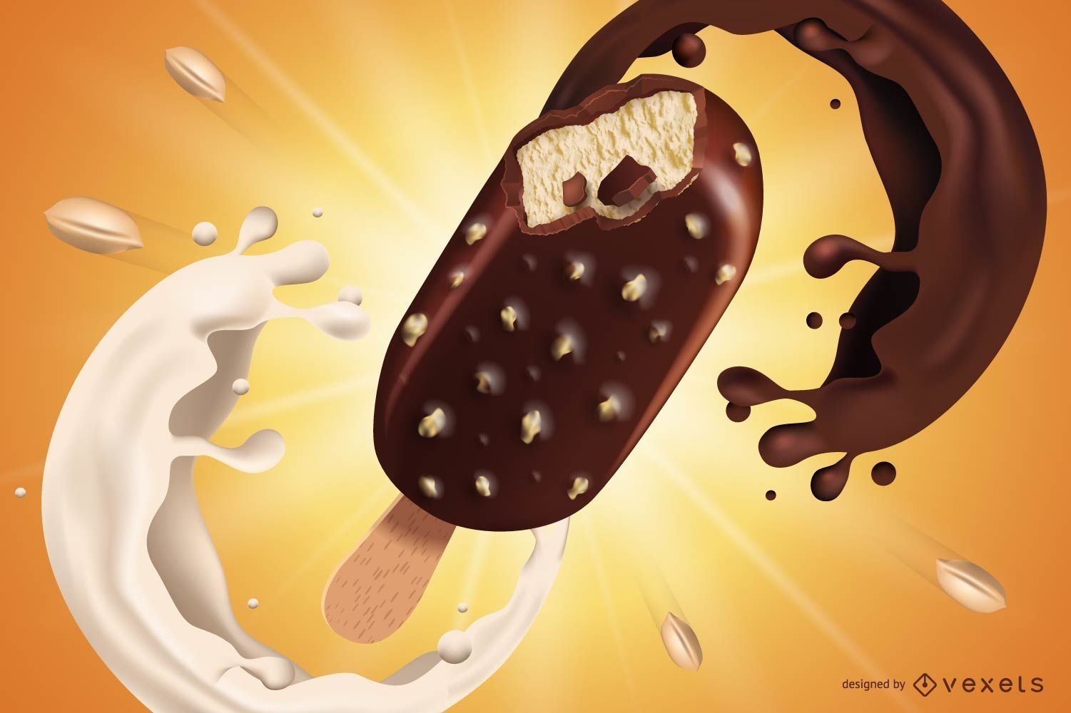 Milchschokolade Eis am Stiel Illustration